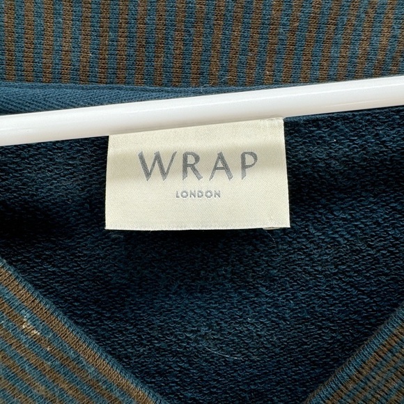 WRAP striped dress brown blue long sleeve size 8 - Picture 4 of 8